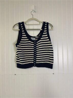 Vintage Favorites Striped Knit Sweater Tank Size Large